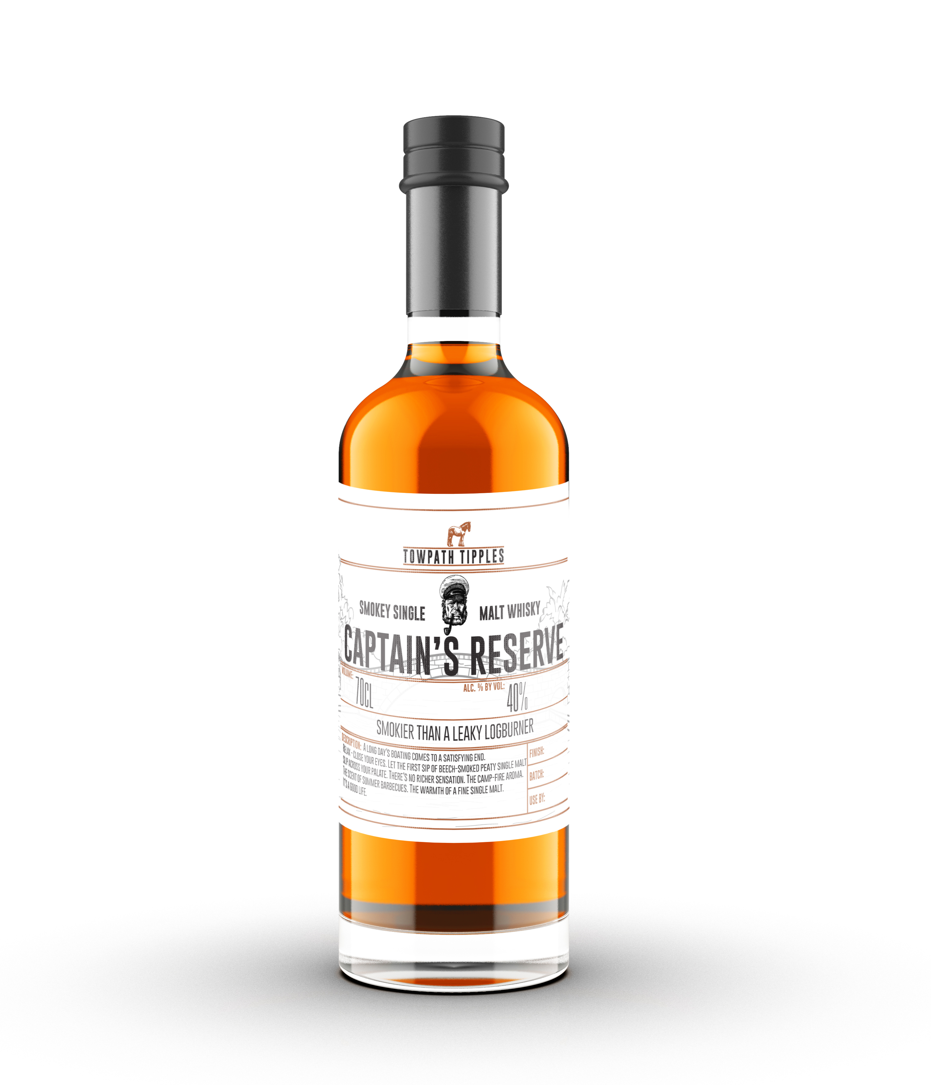 Captain's Reserve Smoked English Single Malt Spirit - 70cl